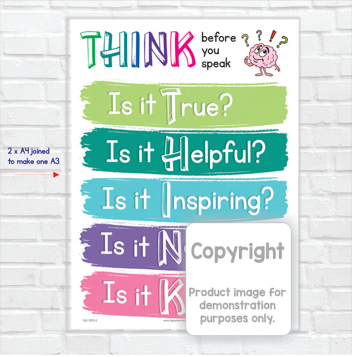 Think Before you Speak - poster and notes for learners