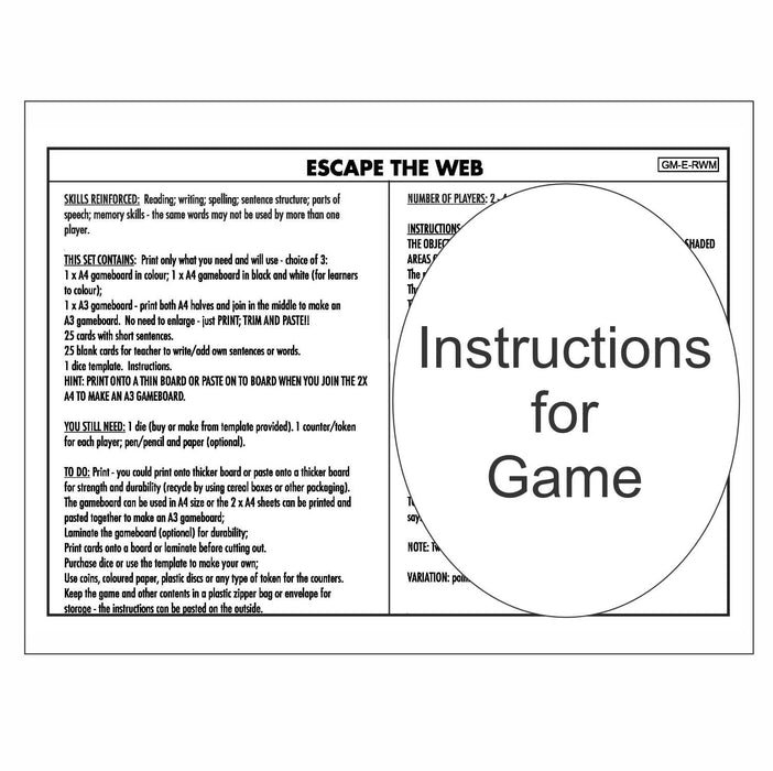 GAME - ENGLISH - ESCAPE THE WEB