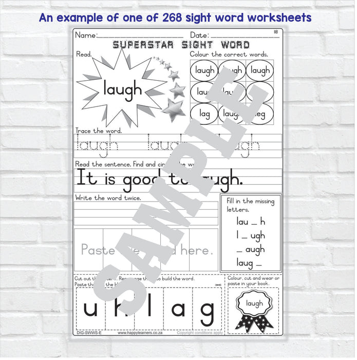 268 Sight Word Worksheets