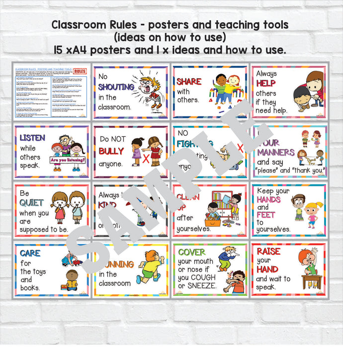 Classroom Rules - posters and teaching tools
