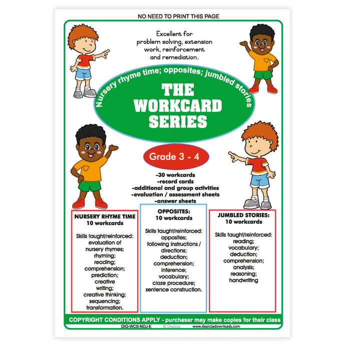 The Workcard Series - Nursery Rhyme Time; Opposites; Jumbled Stories