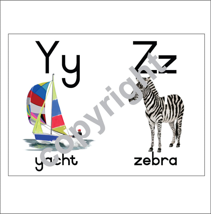 WALL CHARTS & ACTIVITIES:  A - Z ALPHABET CHARTS / FRIEZE (ball and claw / coin printing font)