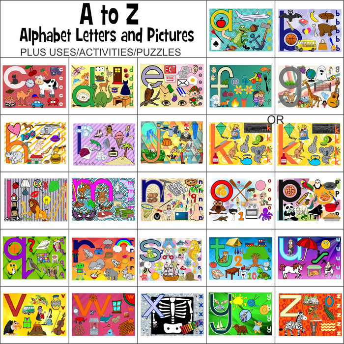 WALL CHARTS AND ACTIVITIES: A - Z Alphabet Letters and Pictures