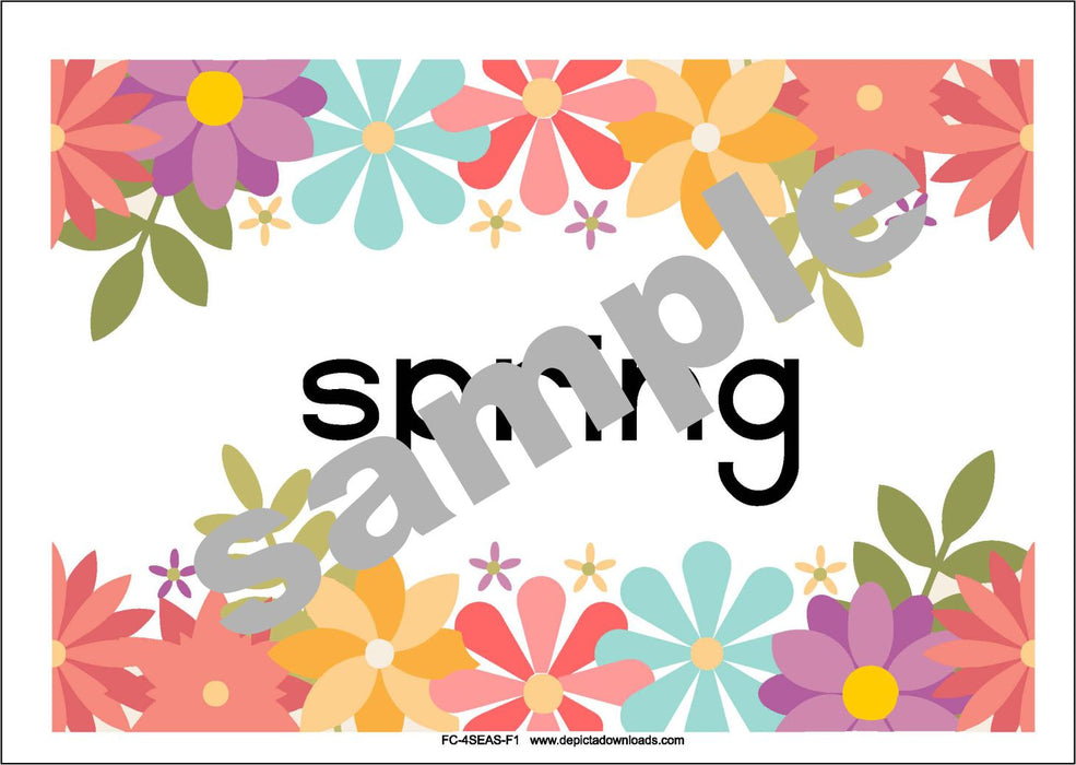 FLASHCARDS: The FOUR SEASONS - (Font 1 - Rounded font)