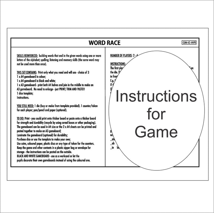 GAME - ENGLISH - WORD RACE