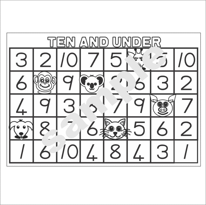 GAME - MATHS - TEN AND UNDER (1 - 10 number range)