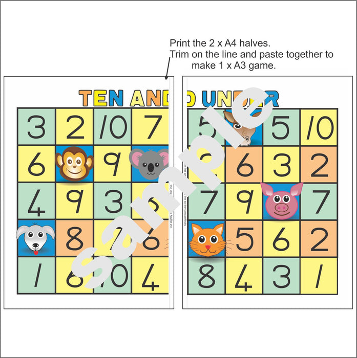GAME - MATHS - TEN AND UNDER (1 - 10 number range)
