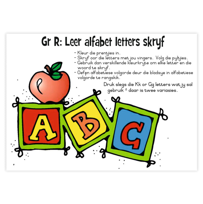 BOEKIE: Gr R: Leer Alfabet Letters Skryf