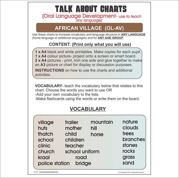 Oral Language Development - Discussion Charts - An African Village