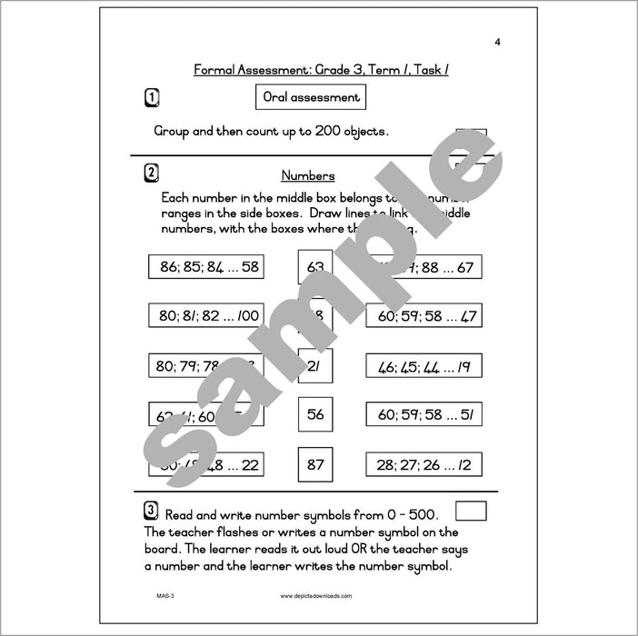 BOOK: CAPS formal Maths Assessment for Grade 3