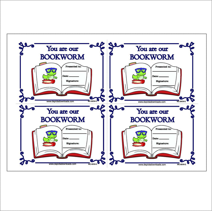 INCENTIVES - MERIT CERTIFICATES - YOU ARE OUR BOOKWORM