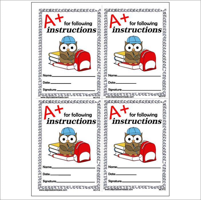 INCENTIVES - MERIT CERTIFICATES - FOLLOWING INSTRUCTIONS