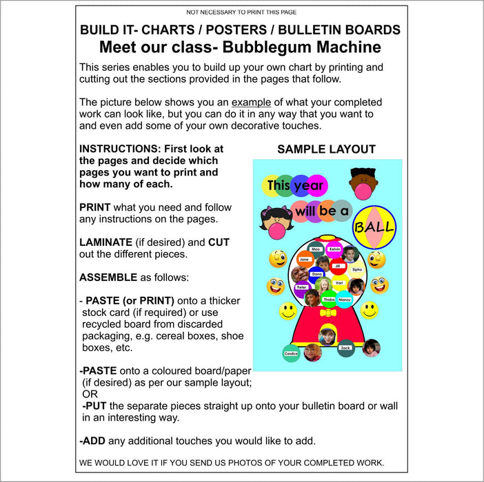 BUILD A CHART / BULLETIN BOARDS: MEET OUR CLASS - Bubblegum Machine