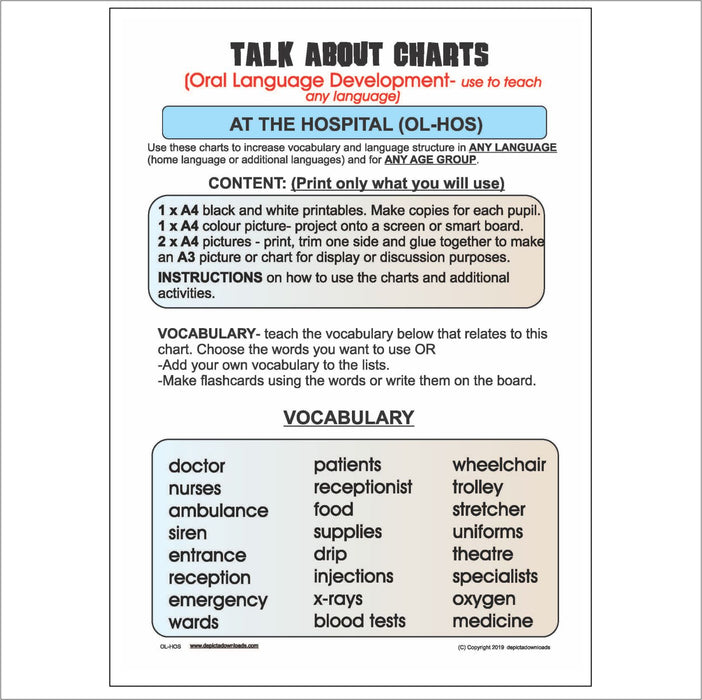 Oral Language Development - Discussion Charts - At the Hospital