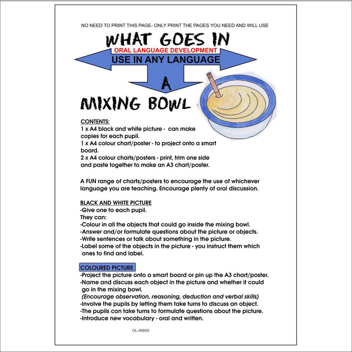 Oral Language Development - What goes in ...  A Mixing Bowl