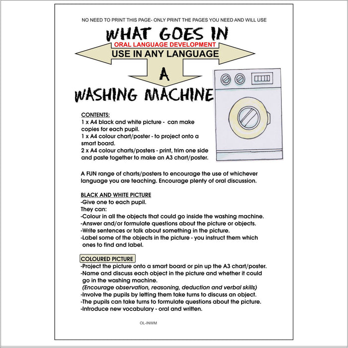 Oral Language Development - What goes in ...  The Washing Machine