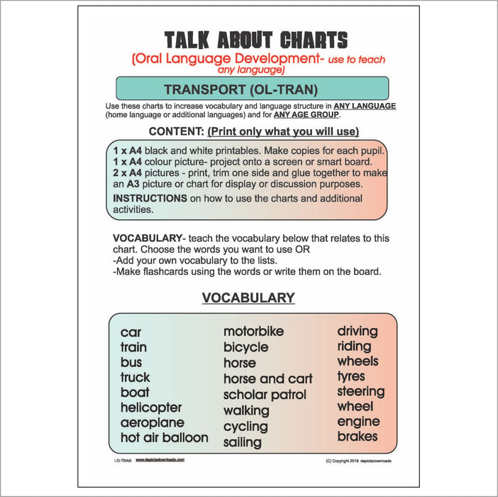 Oral Language Development - Discussion Charts - Transport