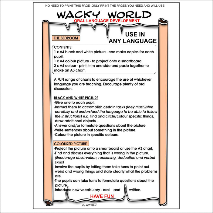 Oral Language Development - Our Wacky World - Wacky Bedroom