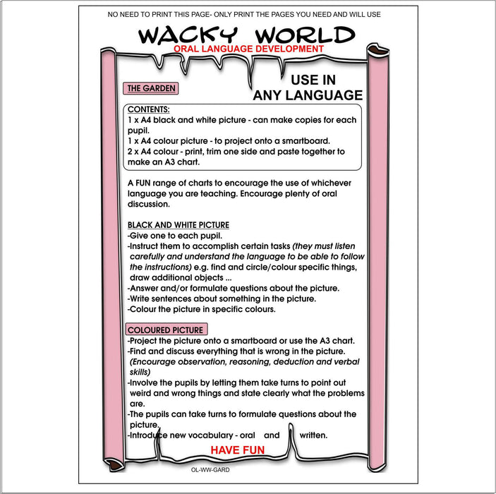 Oral Language Development - Our Wacky World - Wacky Garden